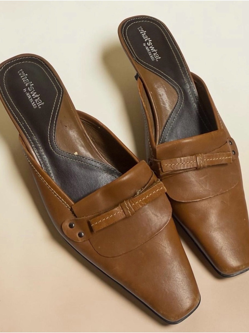 VTG Y2K Brown Leather Slip-On Mules